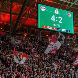 Anzeigetafel beim Pokalspiel in Leipzig