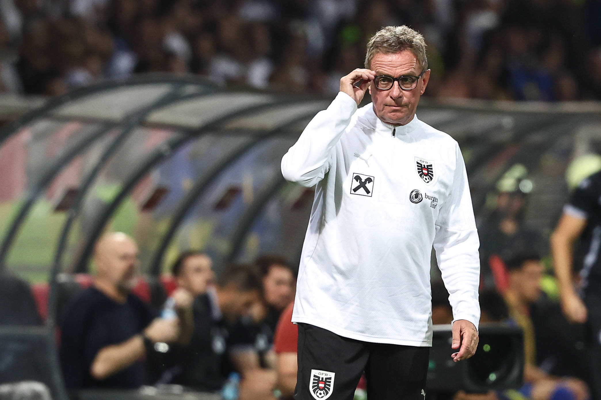 Rangnick am Spielfeldrand beim Österreich Spiel.