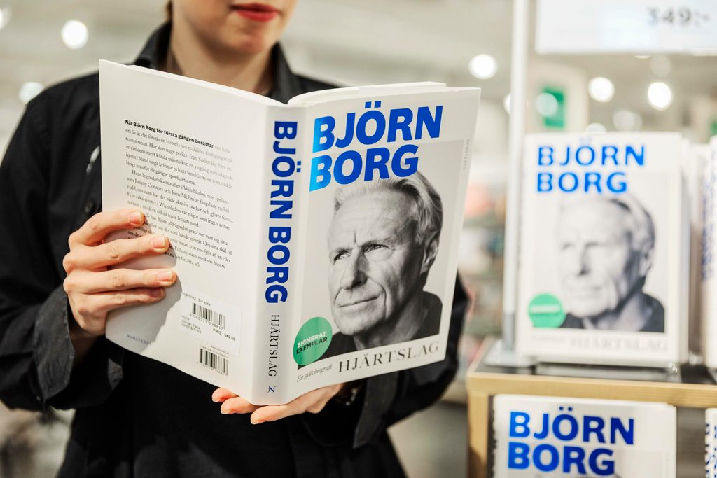 Björn Borgs Autobiografie in einer Buchhandlung in Stockholm