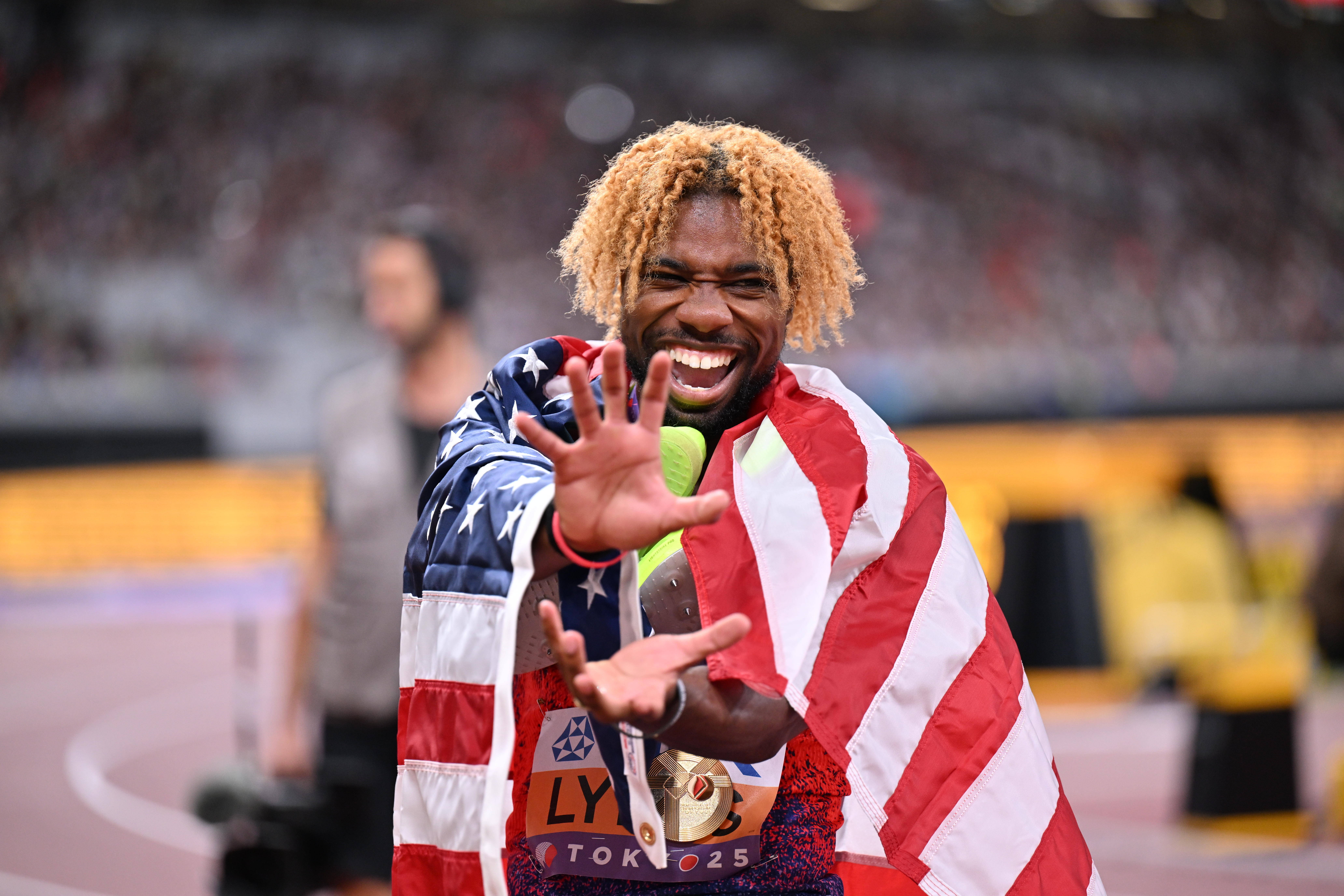 Noah Lyles bejubelt seinen Sieg