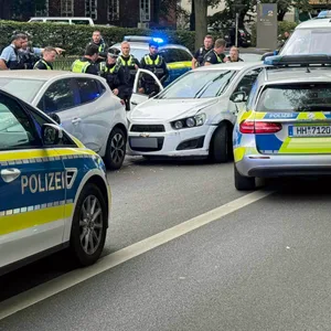 Mehrere Streifenwagen keilten das flüchtige Auto ein.