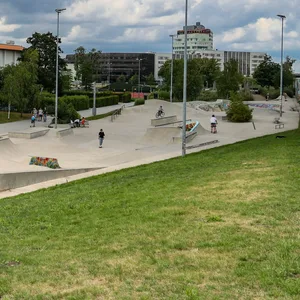 Blick über den Inselpark: Am Wochenende findet dort das Active City Festival statt.