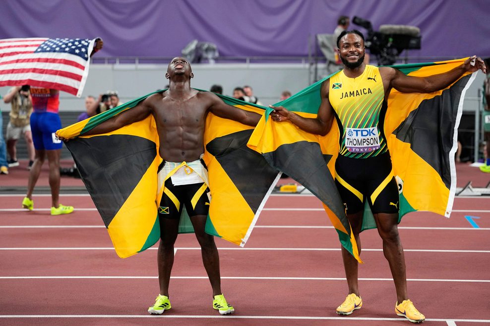 Oblique Seville und Kishane Thompson feiern Jamaikas Doppelsieg im 100-Meter-Finale