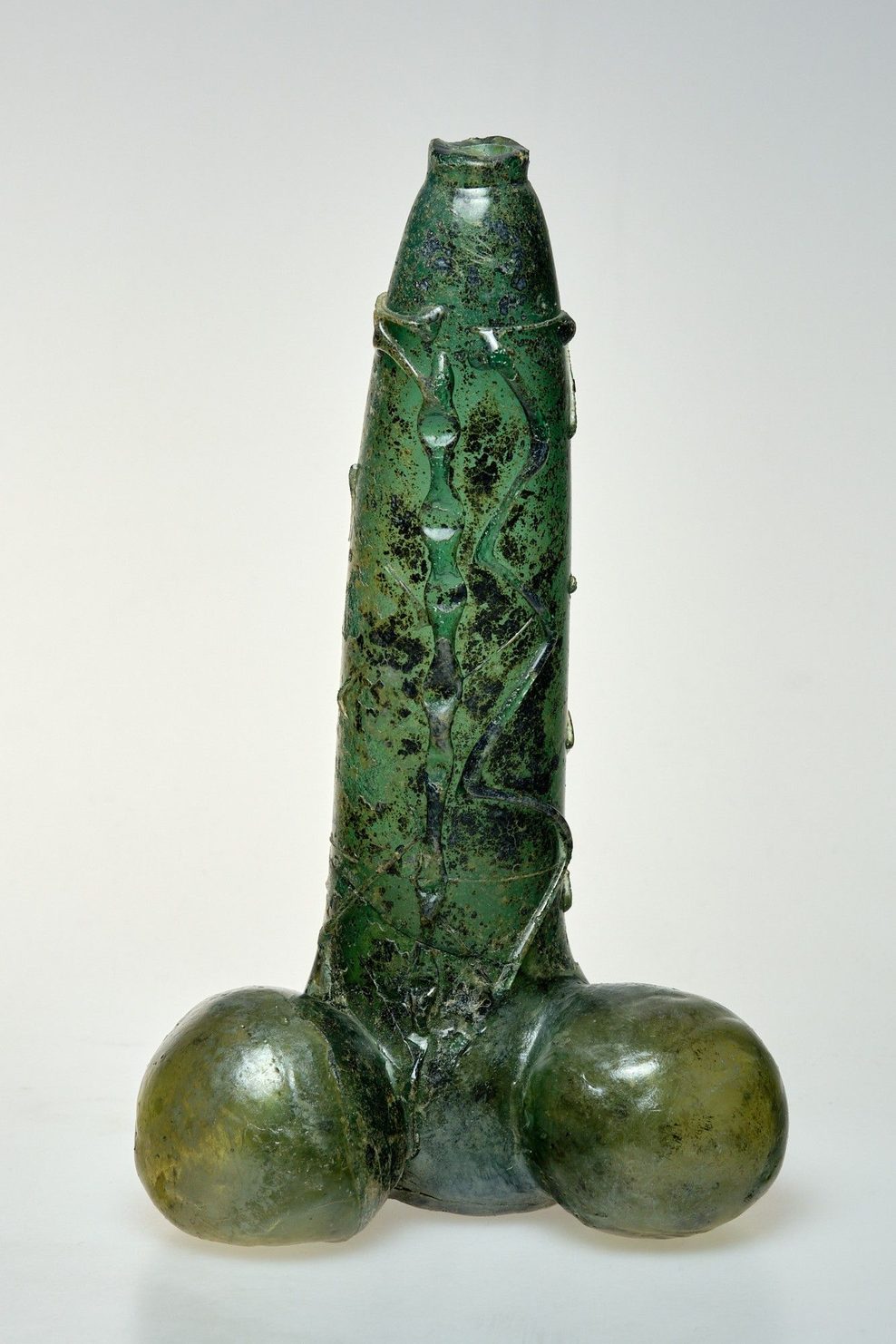 grüner Glas-Phallus aus dem 16. Jahrhundert
