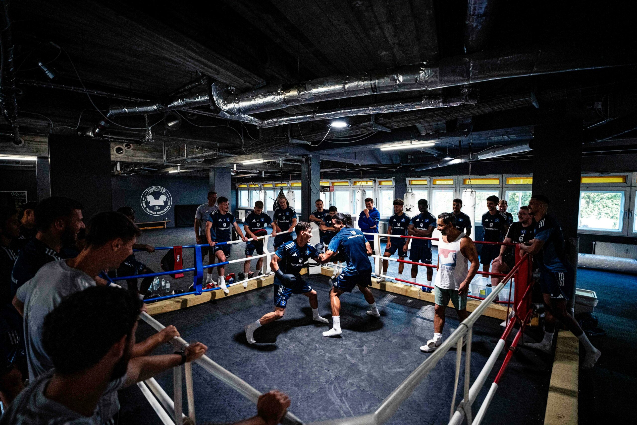 Die HSV-Profis bei ihrem Training im Gym