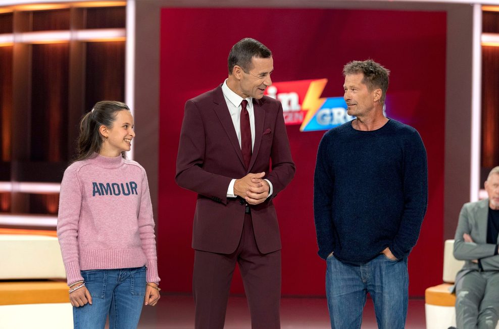Wirkt fit und locker: Til Schweiger (r.) bei „Klein gegen Groß“ mit Kai Pflaume.