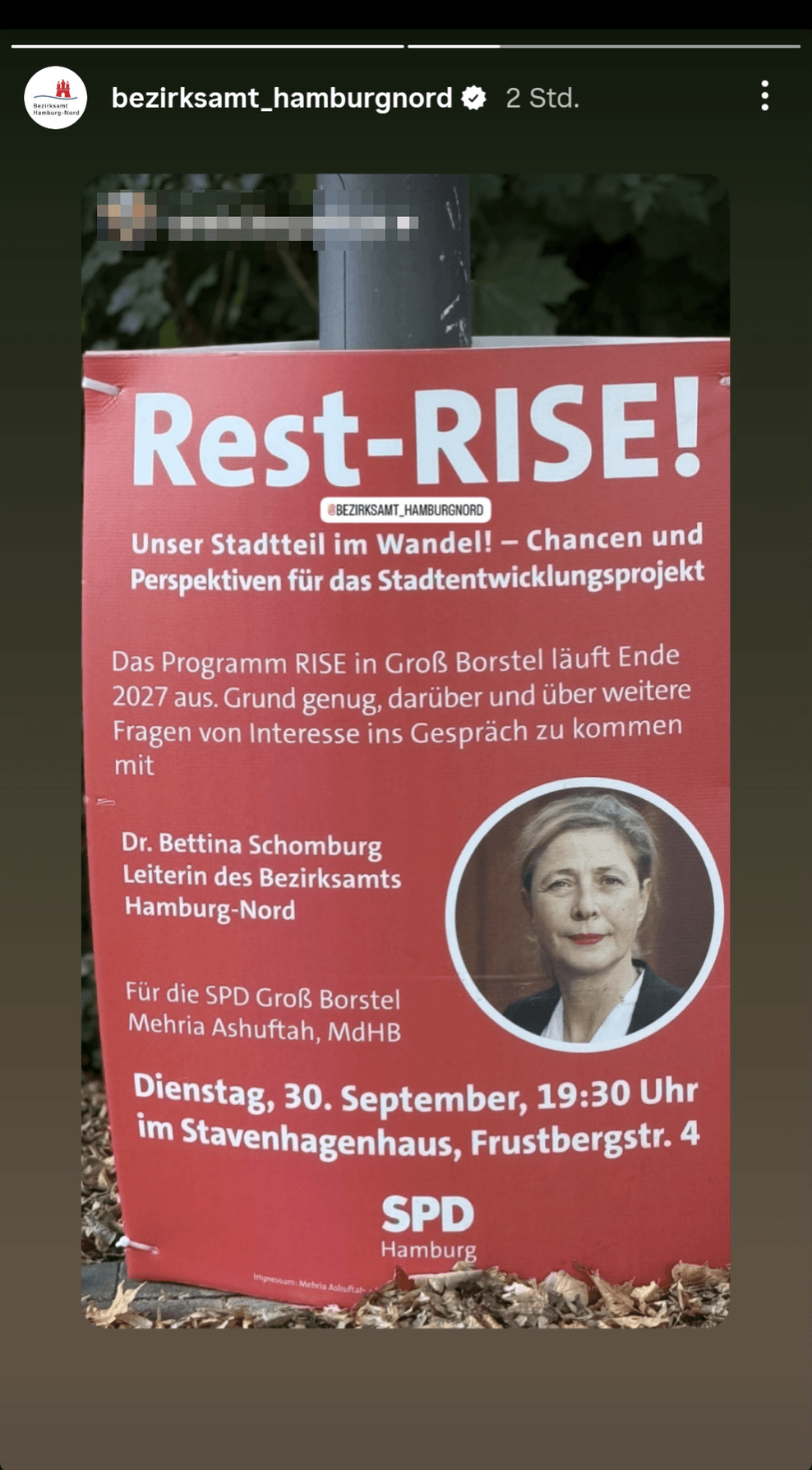 Am 29. September postete das Bezirksamt Hamburg-Nord dieses Plakat auf Instagram und Facebook.Am 29. September postete das Bezirksamt Hamburg-Nord dieses Plakat auf Instagram und Facebook.