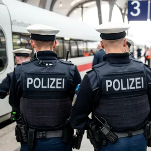 Bundespolizisten stehen an einem Gleis im Kieler Hauptbahnhof (Archivbild).