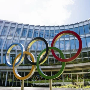 Olympische Ringe, Sitz des Internationalen Olympischen Komitees.