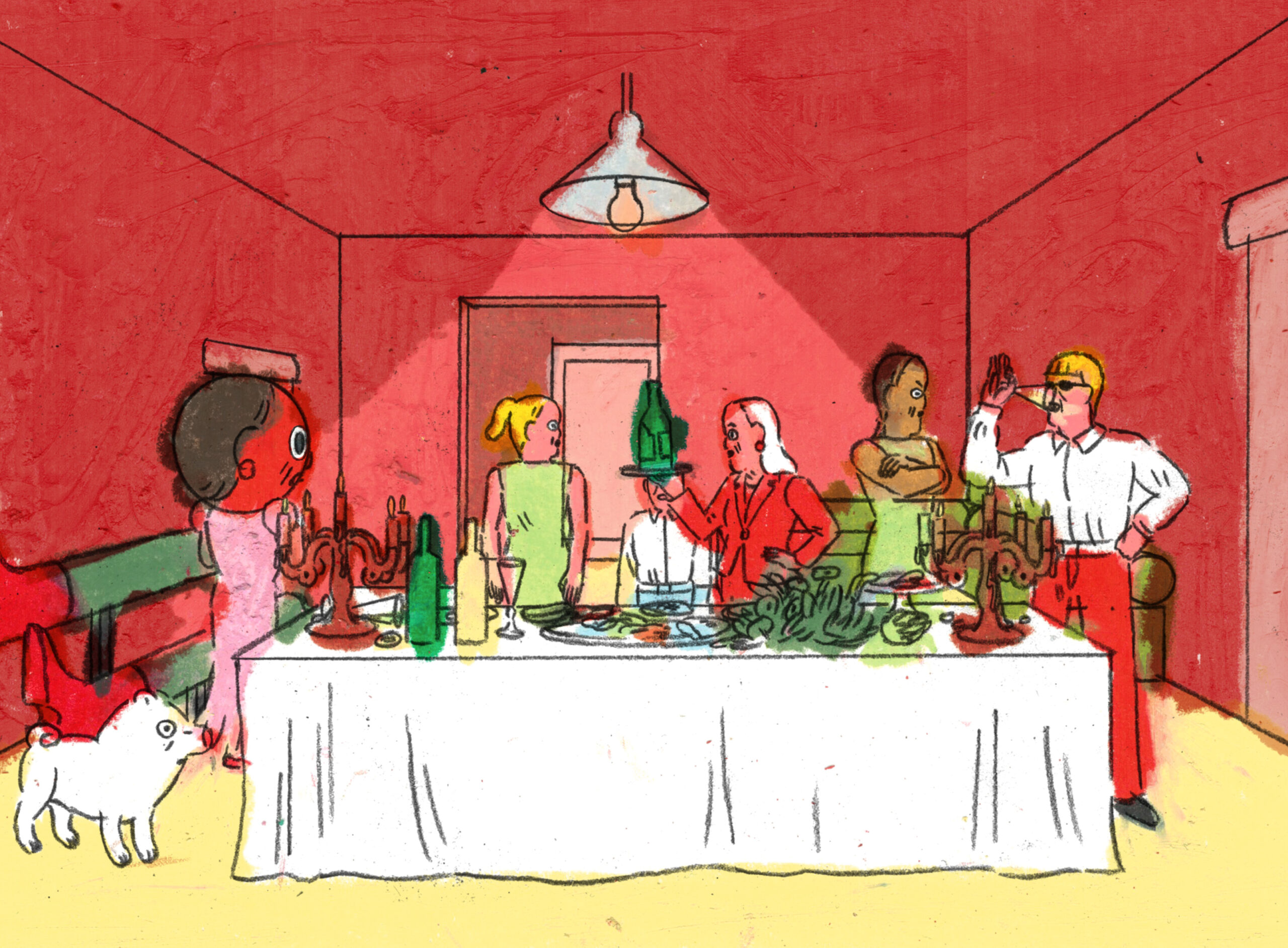 Ein Comic zeigt eine Familie bei einem Dinner