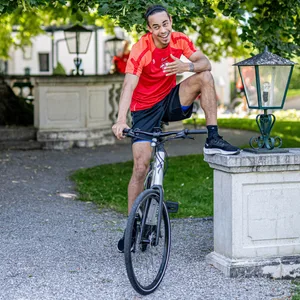 Yussuf Poulsen bei einem Ausflug mit dem Fahrrad