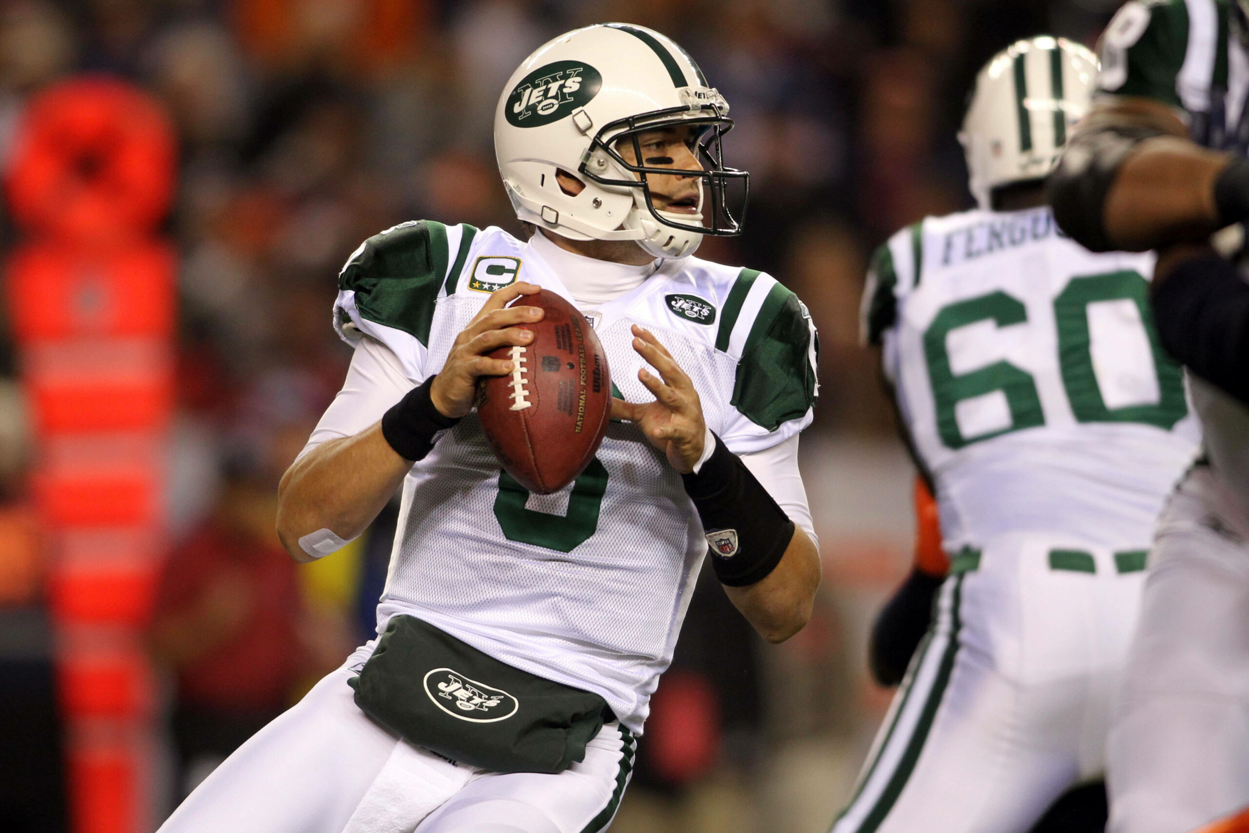 Mark Sanchez (New York Jets) beim Wurfversuch
