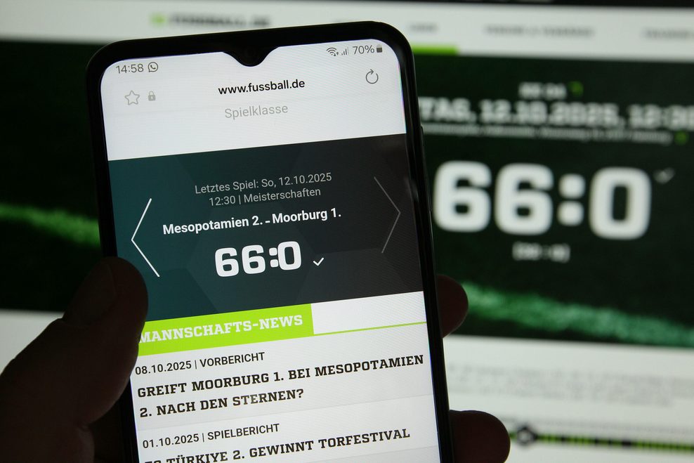 66:0-Ergebnis von Mesopotamien 2 gegen Moorburg auf einem Screen