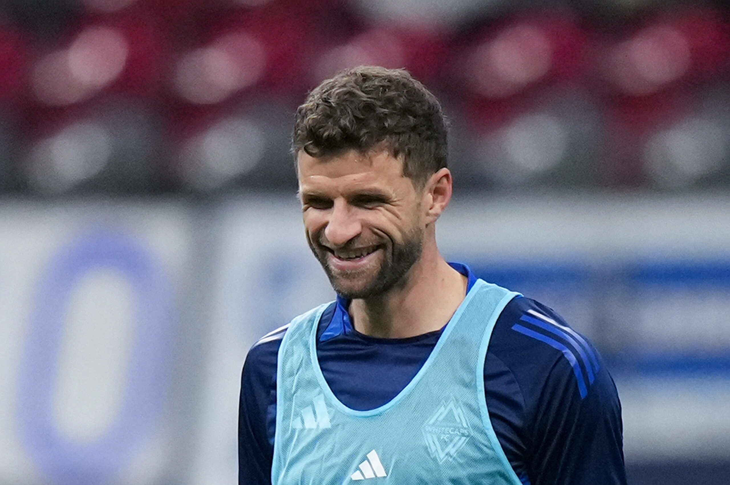 Thomas Müller im Trainingsshirt seines aktuellen Klubs den Vancouver Whitecaps