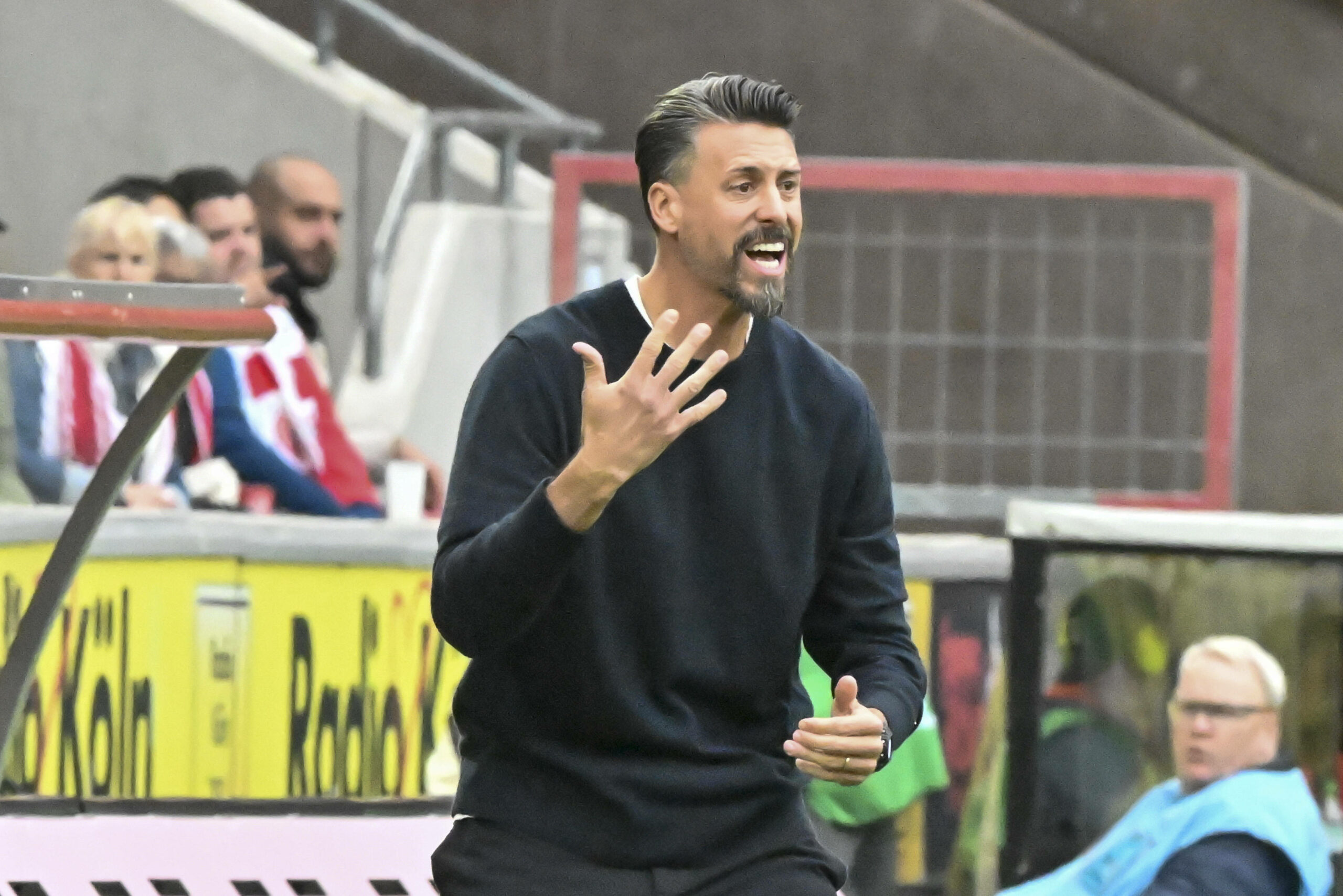 Augsburgs Trainer Sandro Wagner gestikuliert