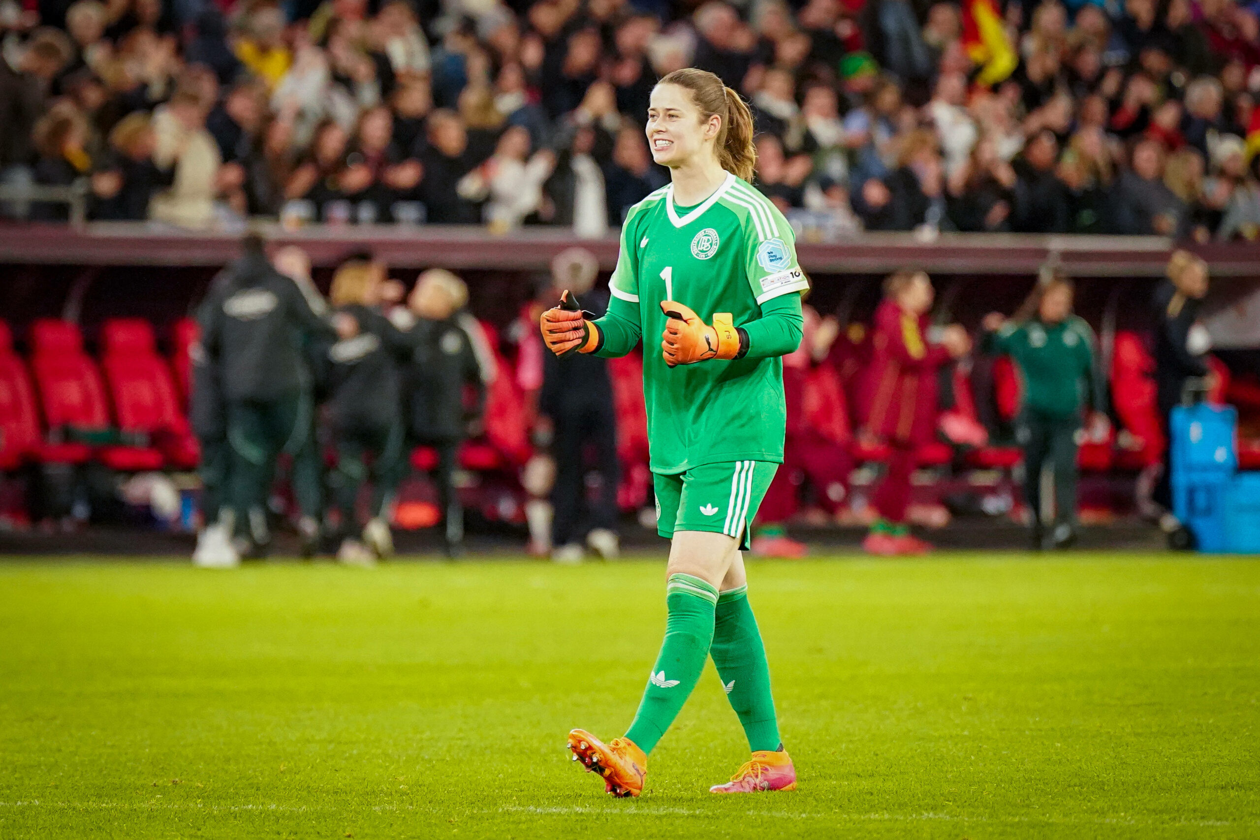 Stina Johannes jubelt im Trikot der deutschen Nationalmannschaft