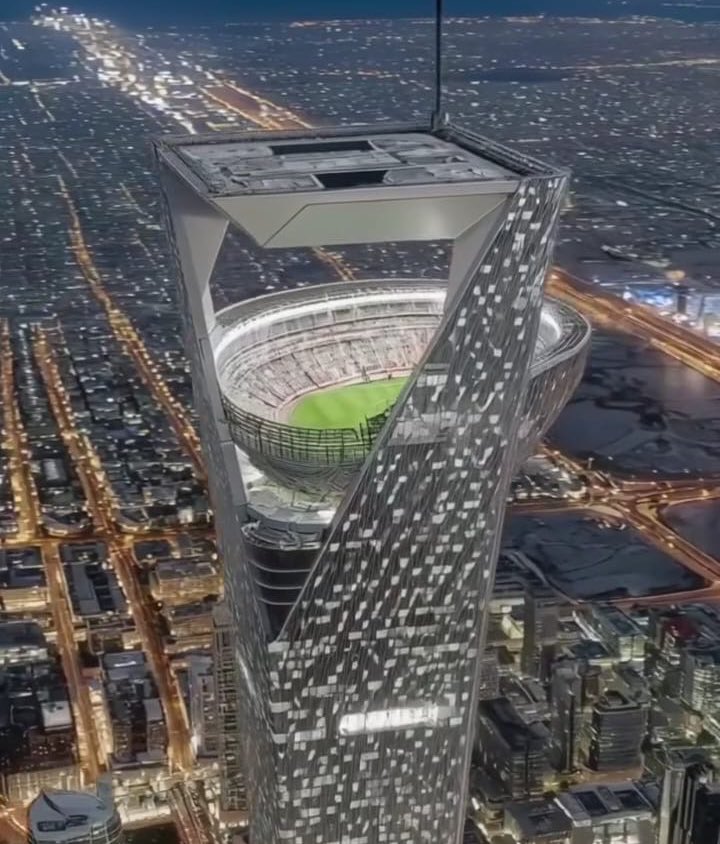 Dieses AI-Bild von einem mutmaßlichen Stadionentwurf in Saudi-Arabien ging viral.