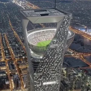 Dieses AI-Bild von einem mutmaßlichen Stadionentwurf in Saudi-Arabien ging viral.