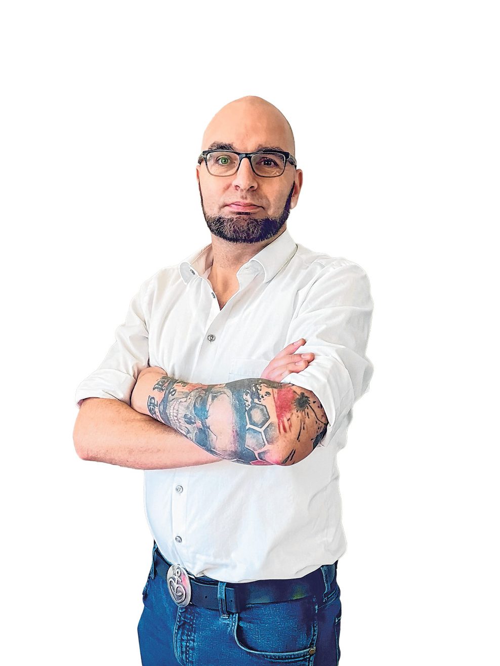 Alexander Josefowicz mit Handy