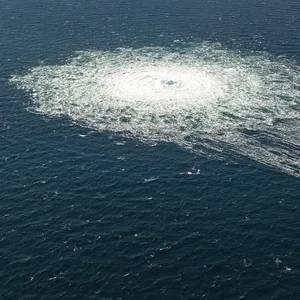 Das Nord-Stream-2-Gasleck in der Nähe von Bornholm im September 2022.