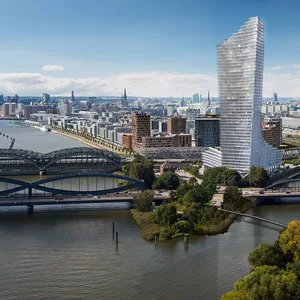 So wie in dieser Visualisierung soll der auf knapp 200 Meter verkürzte Elbtower nach Fertigstellung aussehen.
