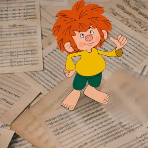 Pumuckl steht auf Notenblättern
