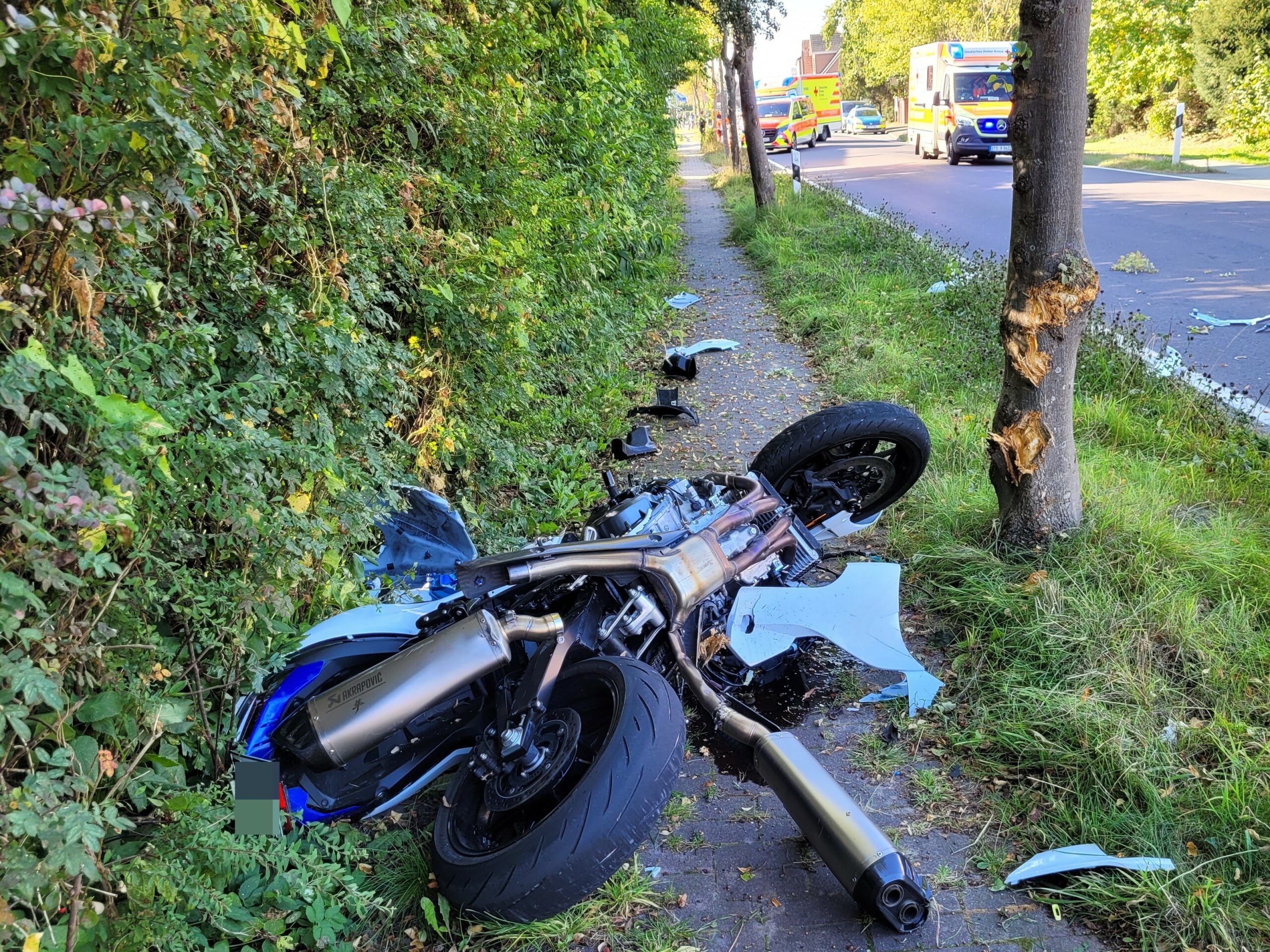 Das Motorrad wurde bei dem Unfall zerstört. Es war erst wenige Monate alt.