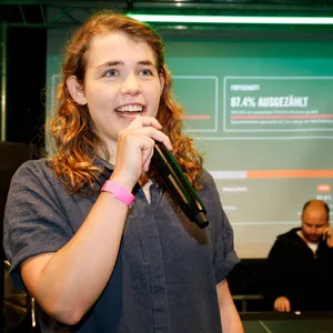 Annika Rittmann, auf der Wahlparty der Initiatoren des Zukunftsentscheids