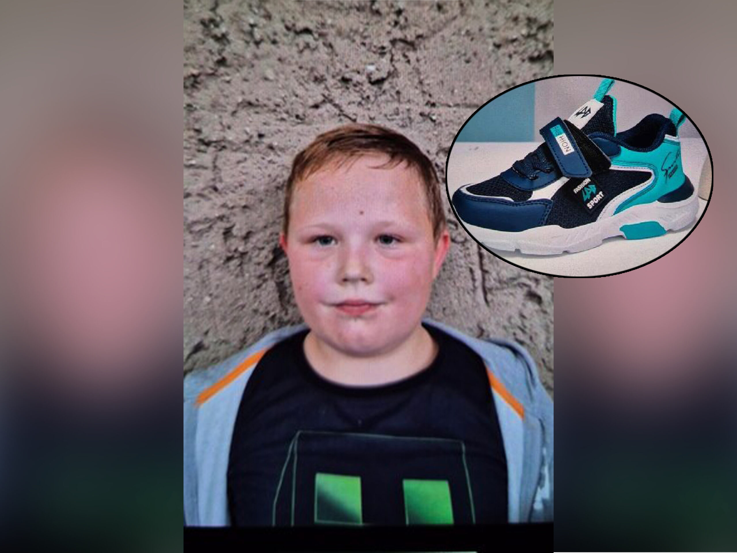 Die Polizei veröffentliche Fotos der blauen und weißen Schuhe des Jungen.