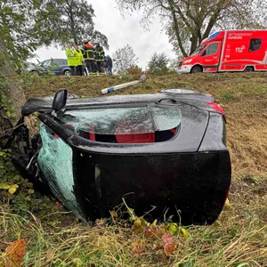 Smart fliegt am Deich aus Kurve - Fahrer verletzt in Klinik