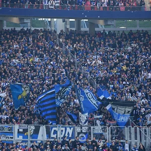 HSV-Fans in der Red Bull Arena in Leipzig