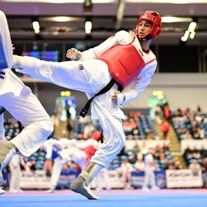 Enis Calik bei einem Taekwondo-Kampf gegen Sadat Said Asadullah