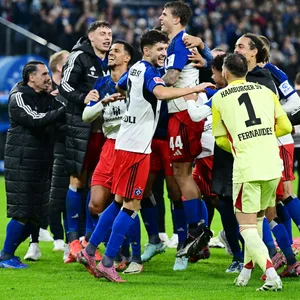 HSV-Spieler jubeln