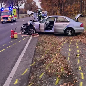Ein Mercedes steht am Straßenrand.