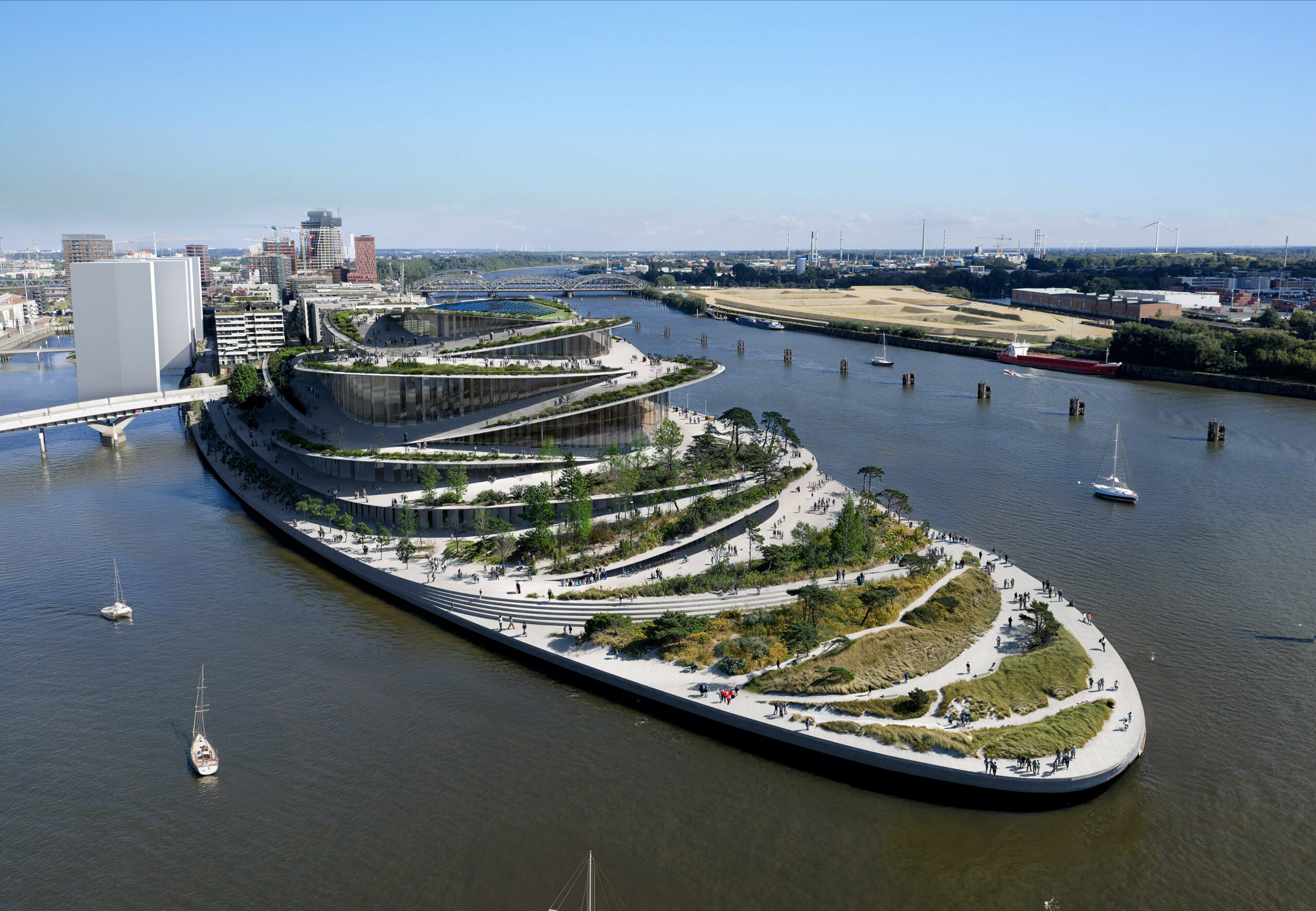 Der Entwurf des dänischen Architektenbüro Bjarke Ingels Group (BIG) für die neue Oper in Hamburg.