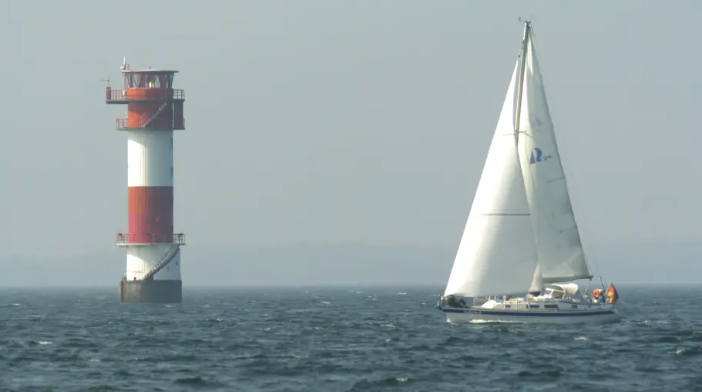 Der Leuchtturm Kalkgrund in der Flensburger Förde.