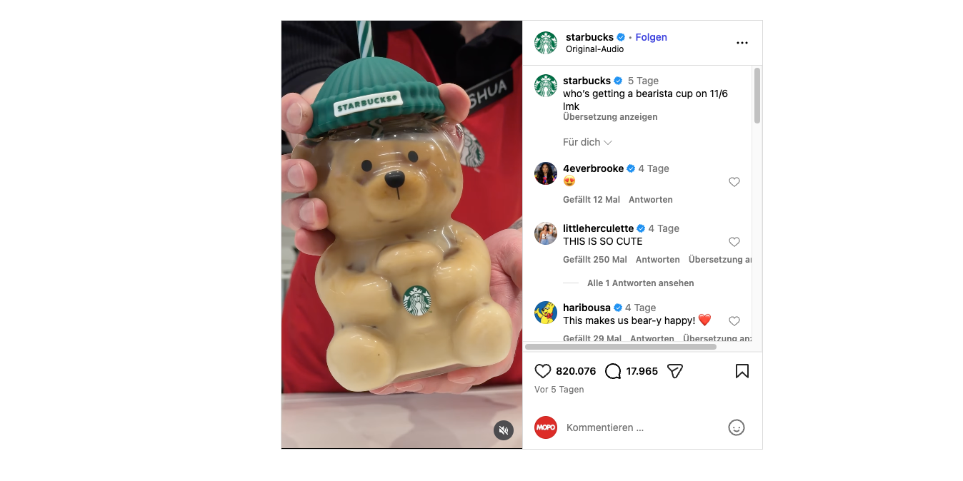 Sorgt für erhitzte Gemüter: das limitierte Bären-Glas von „Starbucks“.