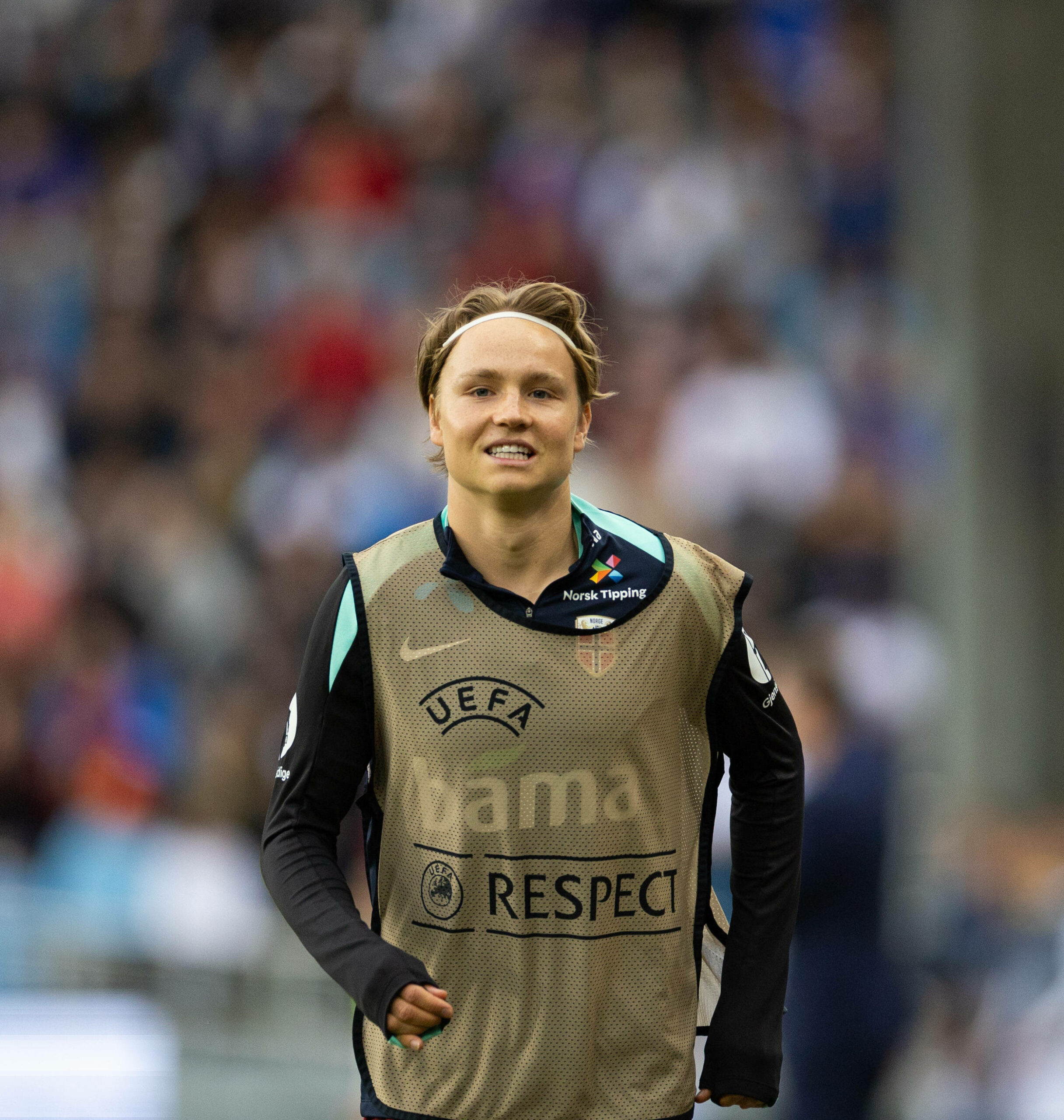 Andreas Schjeldrup (Benfica Lissabon) läuft sich für die norwegische Nationalmannschaft warm