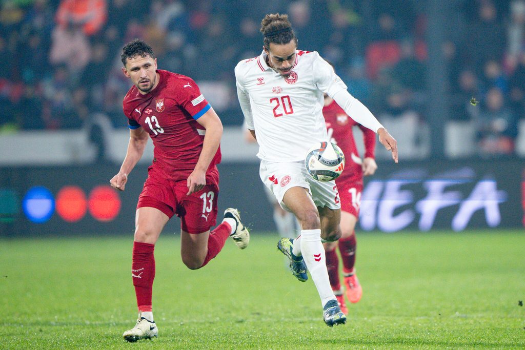 Yussuf Poulsen bei seinem bislang letzten Länderspiel für Dänemark