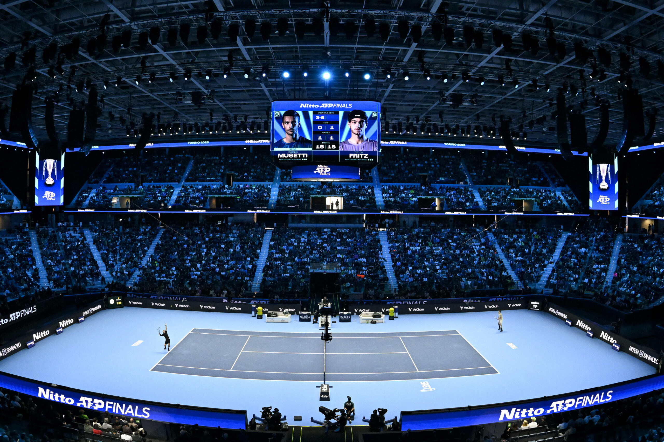 Die Palasport Olimpico Arena in Turin, während dem Match von Lorenzo Musetti gegen Taylor Fritz