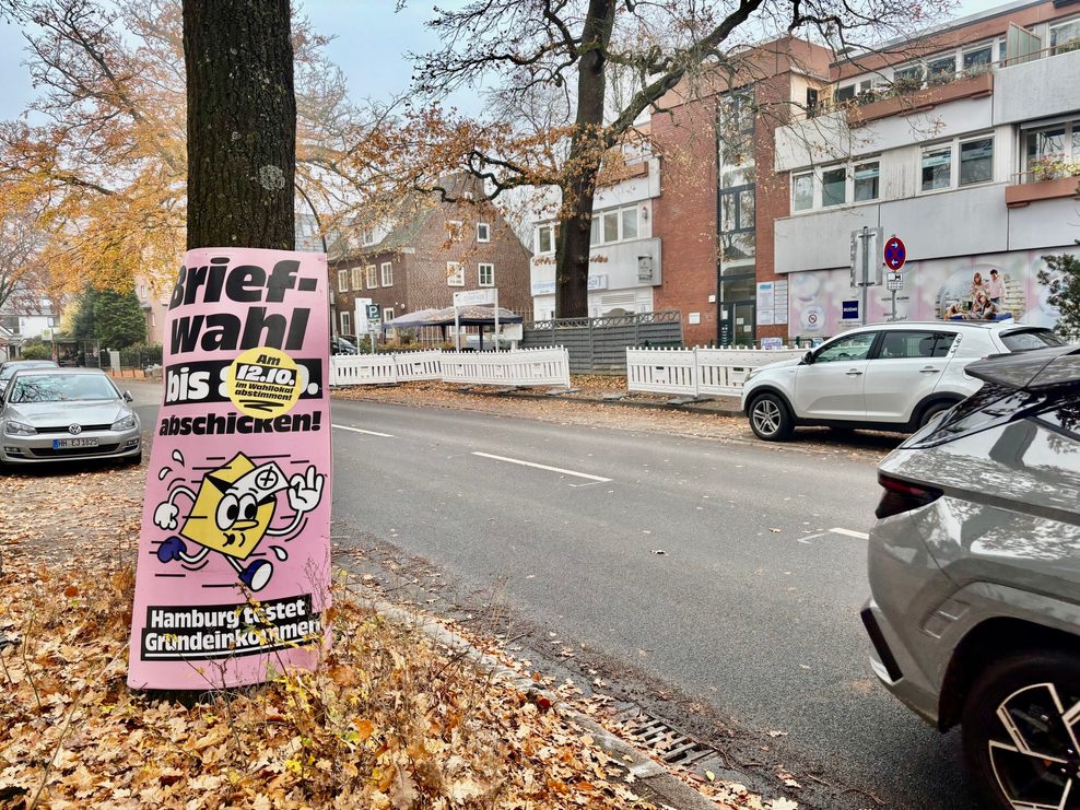 Ein Plakat am Rugenbarg in Osdorf.