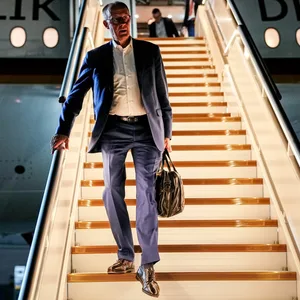 Bundeskanzler Friedrich Merz steigt aus einem Airbus der Flugbereitschaft.