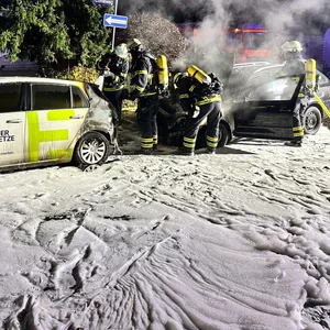 Autos brennen auf dem Cottaweg in Hamburg-Billstedt.