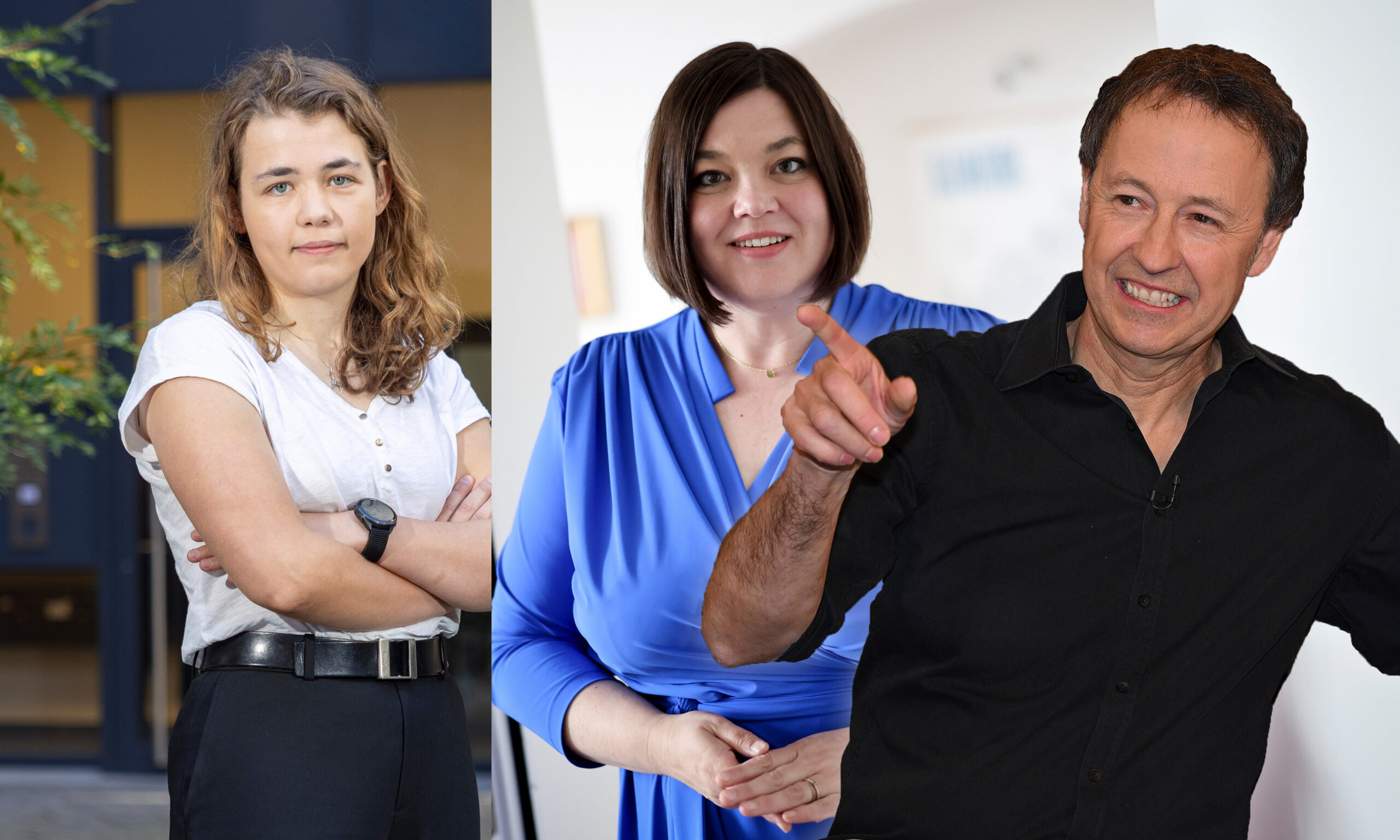 „Fridays for Future“-Aktivistin Annika Rittmann (v.l.), Umweltsenatorin Katharina Fegebank (Grüne) und Miniatur-Wunderland-Mitgründer Frederik Braun.