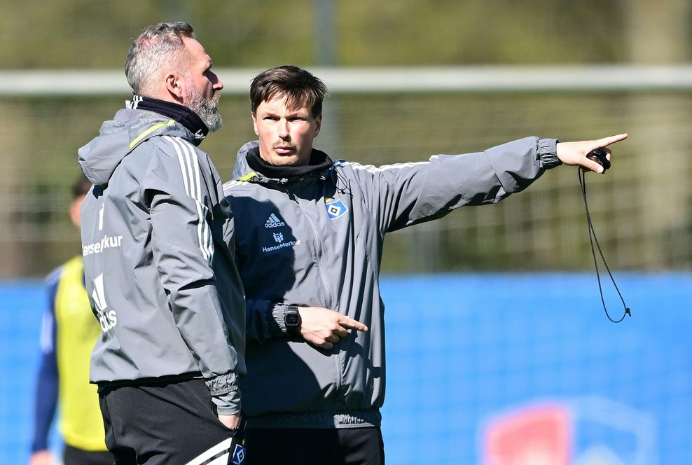 Tim Walter und Merlin Polzin im HSV-Training
