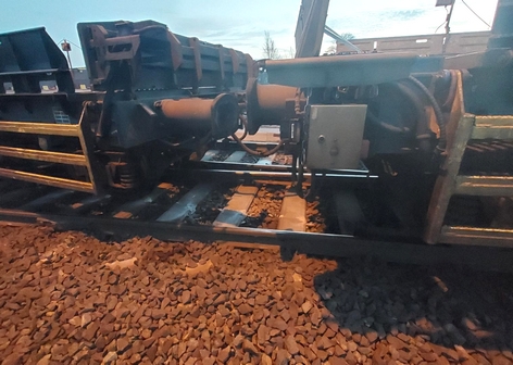 Der entgleiste Zug im Bahnhof Niebüll