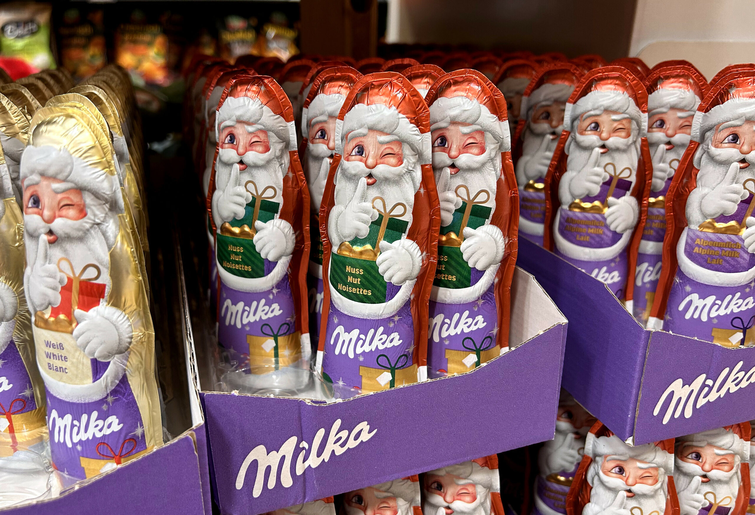Schokoladen Weihnachtsmänner von Milka