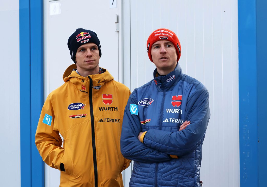 Andreas Wellinger und Karl Geiger schauen skeptisch