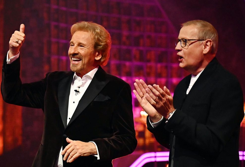 Abschied von einer Show-Legende: Thomas Gottschalk (l.) mit Günther Jauch bei der RTL-Show „Denn sie wissen nicht, was passiert“.