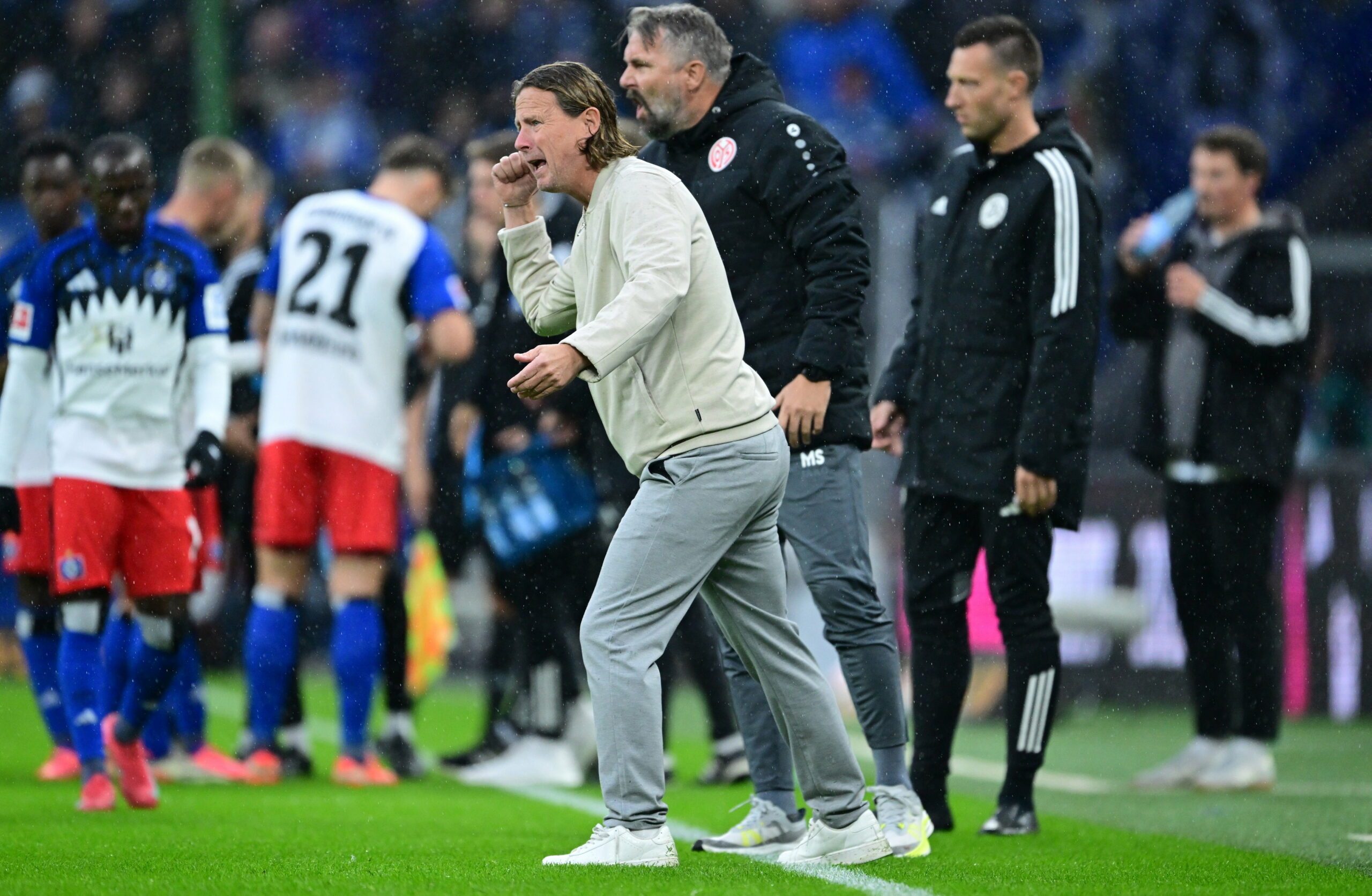 Mainz-Trainer Bo Henriksen beim Spiel in Hamburg